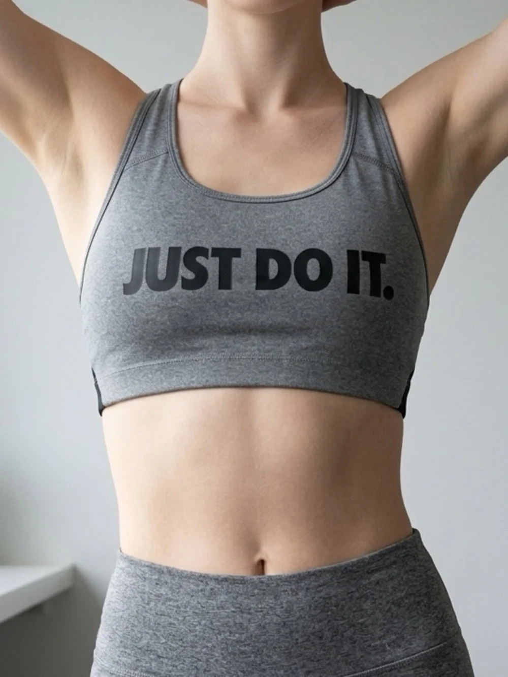 EUC NIKE Women’s Gray/Black Just Do It Sports Bra Athletic- Size Large